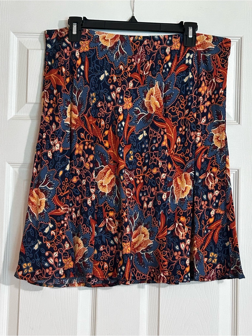 Anthropologie Navy Floral Skirt with Rust Accents